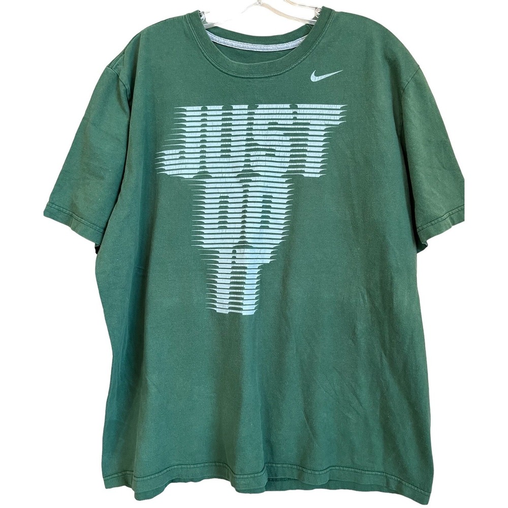 Nike TShirt Adult XXL Green Gray Just Do It Graphic Print Sports Workout Gym